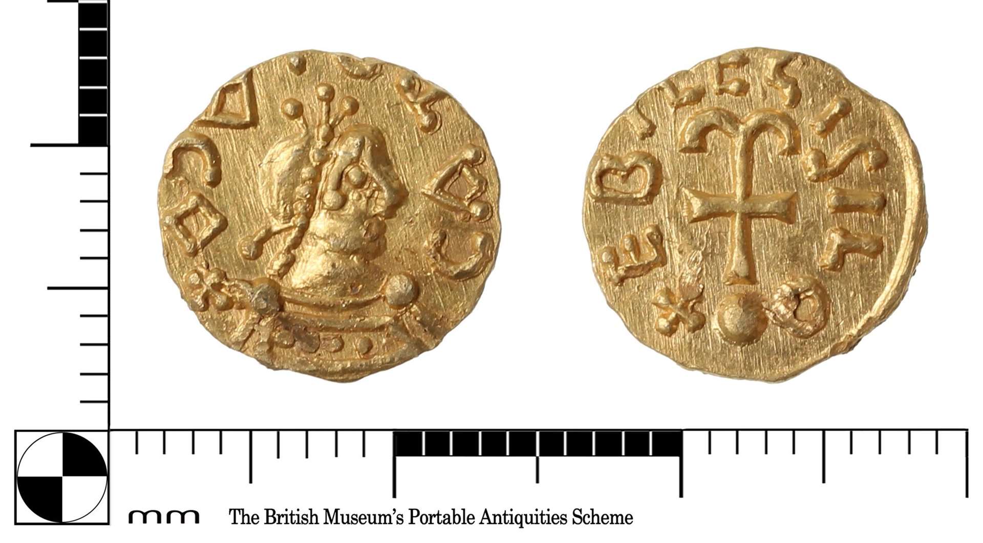 Coin 2: The second of two early-medieval Merovingian gold tremissis found near East Peckham. Image: Jo Ahmet KCC finds officer